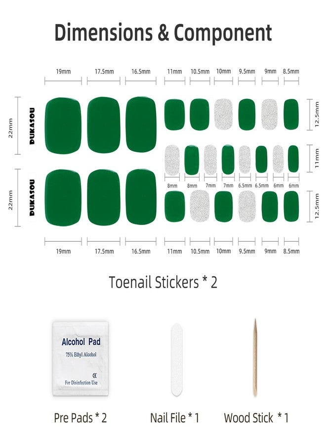 DUKASOU Semi Cured Gel Toenail Strips, 26 PCS Gel Toenail Stickers for Any UV Lamps(Not Included), Long Lasting Pedicure Nail Strips for Women Full Nails Wraps(Forest Green) - Image 5